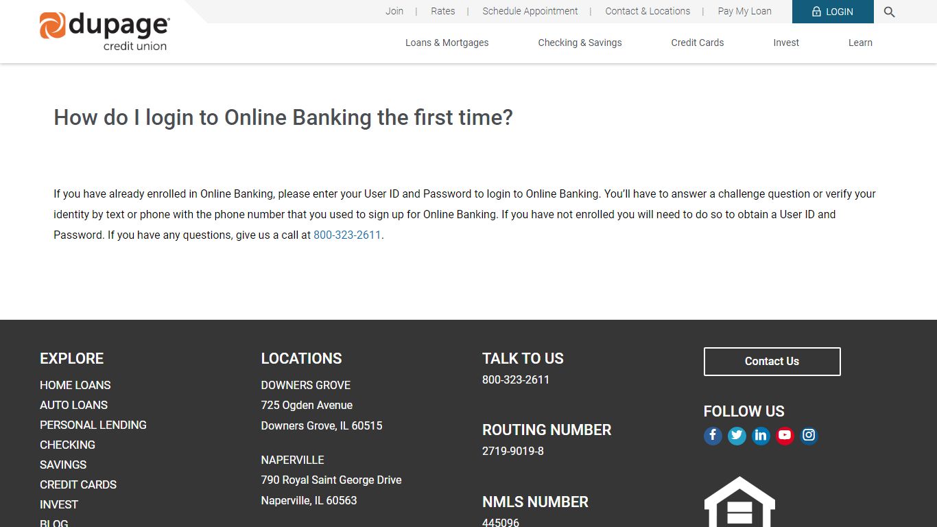 Logging into Online Banking - DuPage Credit Union